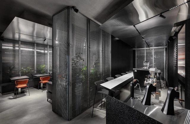 Chernyi Coffee Bar / Ponomarenko Bureau - Interior Photography, Coffee Shop, Kitchen, Table, Chair, Countertop