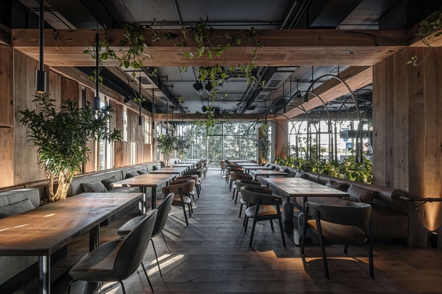 Par Bar 3 / YoDezeen studio - Interior Photography, Restaurant, Beam, Table, Chair