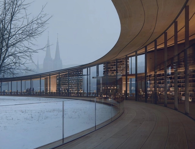 Kengo Kuma diseña biblioteca de madera en Noruega - Imagen Principal
