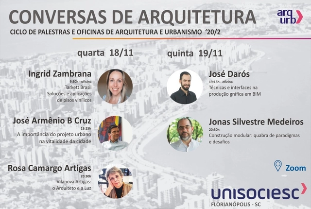Conversas de Arquitetura - Ciclo de Palestras e Oficinas de Arquitetura e Urbanismo 2020/2 - Imagem de Destaque