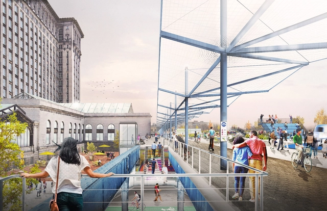 底特律旧城， Gensler+PAU规划‘移动街区’ - 主图