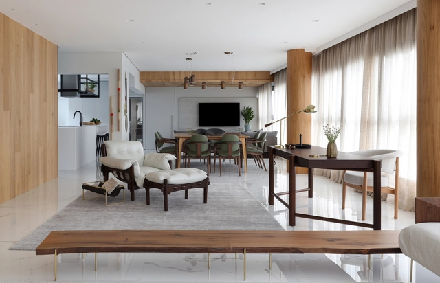Apartamento Jardins / Helô Marques - Fotografia de Interiores, Interiores De Apartamentos, Porta, Mesa, Cadeira