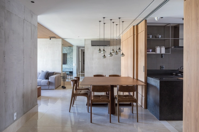 Apartamento Chicago / Carpaneda&Nasr Arquitetos Associados + TSG Arquitetura e Interiores - Fotografia de Interiores, Interiores De Apartamentos, Cozinha, Porta, Viga, Mesa, Cadeira, Bancada