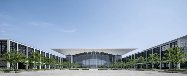 China Hongdao International Conference & Exhibition Center / gmp Architects - Exterior Photography, Exhibition Center, Facade