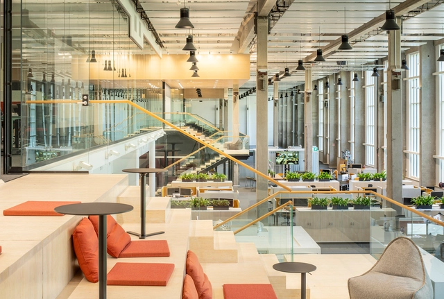 ABB Strömberg Park / Olla Architecture - Interior Photography, Offices Interiors, Stairs, Table, Chair