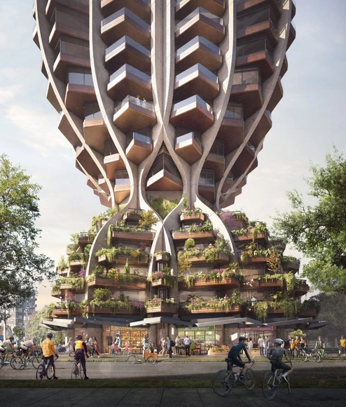 Heatherwick‘温哥华双子塔’方案，曲线塔楼 - 主图