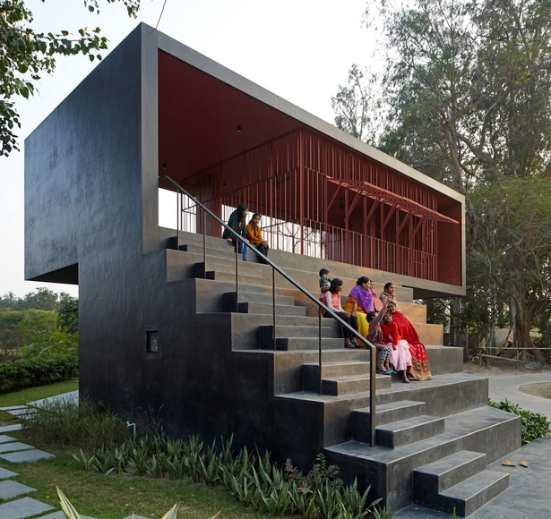  印度水滨俱乐部，发展中的农村社区探索 / Abin Design Studio - 建筑图, 社区建筑, 楼梯, 表皮