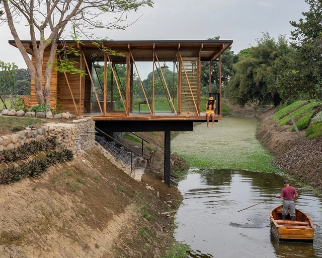 厄瓜多尔木构茶室，嵌入水渠 / Natura Futura Arquitectura - 建筑图, 景观装置