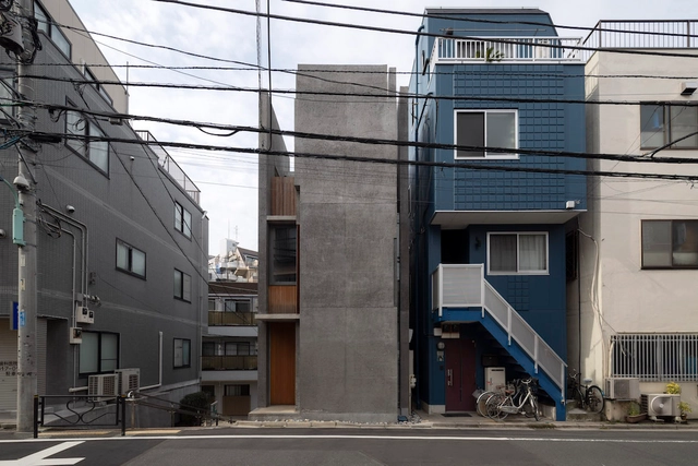 细长的菊坂之家 / 手嵨保建筑事务所 - 建筑图, 独立住宅, 表皮