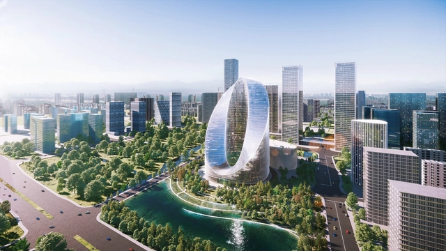 BIG projeta torre em looping no horizonte de Hangzhou  - Imagem de Destaque