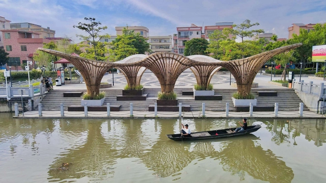 黄龙滨水竹廊 / 竖梁社 + 华南理工大学建筑学院 - 建筑图, 景观装置