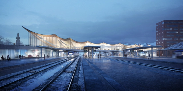 Terminal de Västerås projetado pelo BIG reúne diversos modais de transporte sob um único teto - Imagem de Destaque