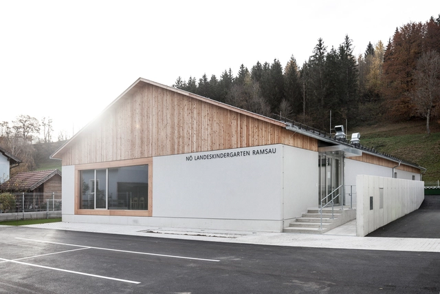 Kindergarten Ramsau / Baukooperative - Exterior Photography, Kindergarten, Facade