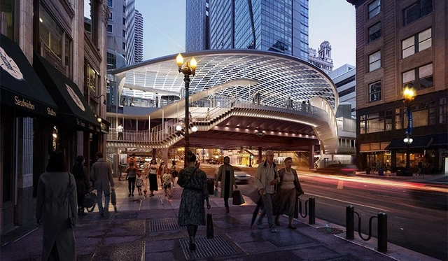 SOM e TranSystems redesenham a estação ferroviária elevada mais antiga de Chicago - Imagem de Destaque