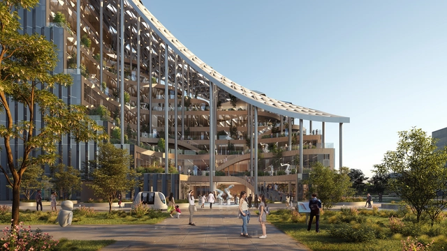 MVRDV projeta edifício comercial escalonado com terraços jardins na China - Imagem de Destaque