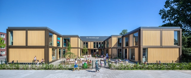 木质框架的‘填充’，阿姆斯特丹全球公民小学 / Moke Architecten - 建筑图, 小学及初中, 表皮