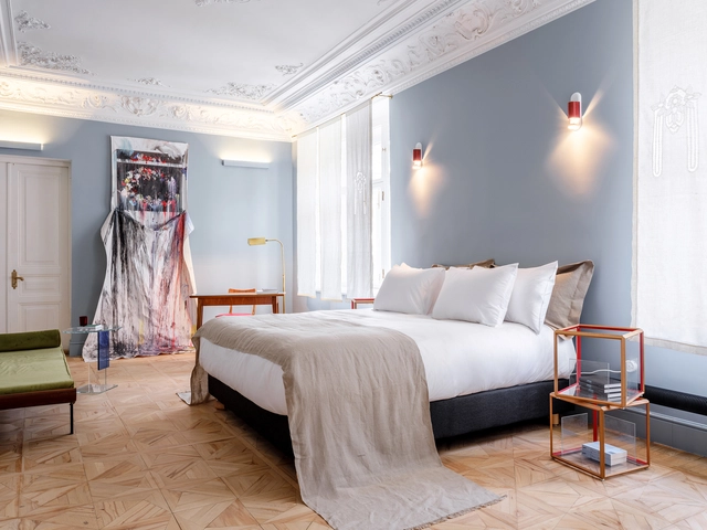 Richter Hotel / A. Makarov, A. Efimova, S. Yanikov, S. Alexandrova, P. Mironenko, P. J. Pukhno Bermeo - Interior Photography, Hotels, Bedroom