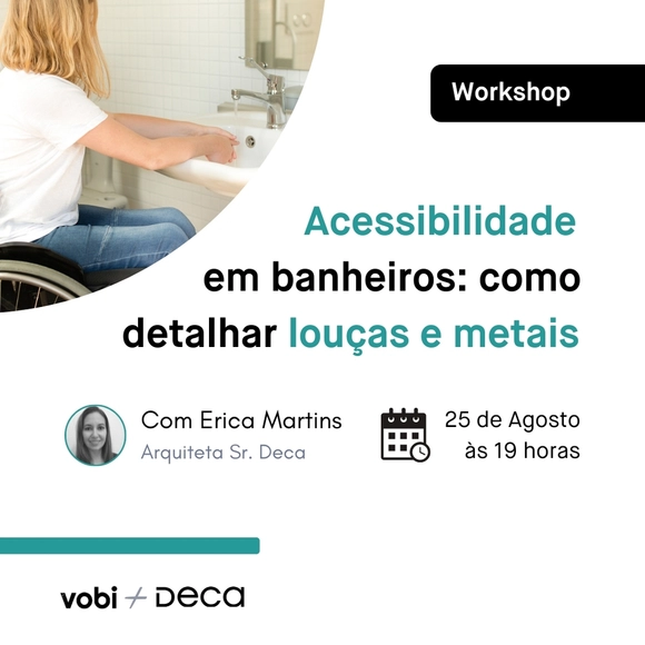 Workshop Acessibilidade em banheiros: como detalhar louças e metais - Imagem de Destaque