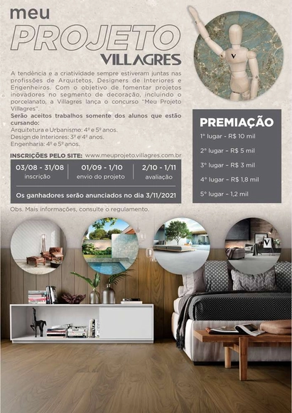 Villagres lança prêmio “Meu Projeto Villagres” indicado para estudantes de Arquitetura, Designers de Interiores e Engenharia Civil do Estado de São Paulo - Imagem de Destaque
