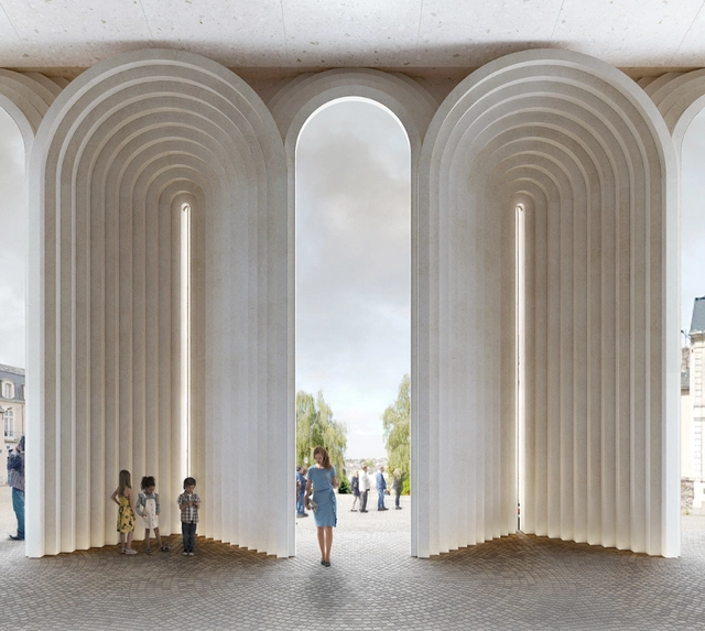 Kengo Kuma presenta una intervención contemporánea de arcos para preservar la catedral histórica de Angers en Francia - Imagen Principal