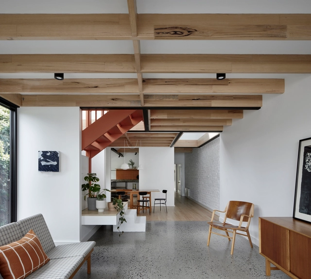 Peek House / Kuzman Architecture - Interior Photography, House Interiors, Beam, Table, Lighting