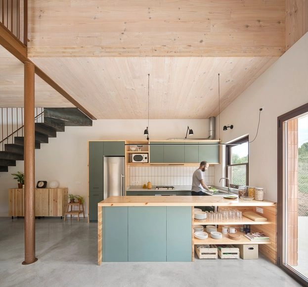 Casa MDN / Nook Architects + Amomicasa - Fotografía interior, Interiores De Casas, Cocina, Fijación Vigas, Fachada, Mesas, Encimera, Sillas