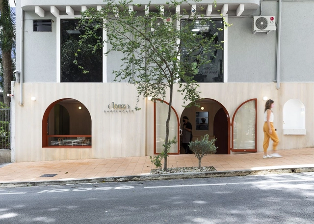 Loja Kez Bagel / Marina Portolano Arquitetura - Fotografia de Interiores, Interiores De Restaurantes E Bares, Porta, Fachada, Arco