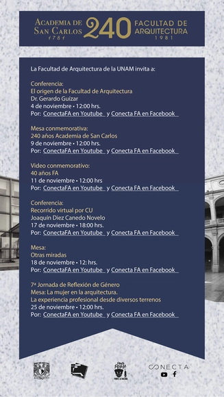 Aniversario 240 años Academia de San Carlos y 40 años Facultad de Arquitectura   - Imagen Principal