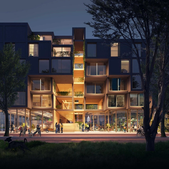 Se instalan en Ámsterdam los primeros módulos de viviendas prefabricadas de madera diseñados por RAU y SeARCH - Imagen Principal