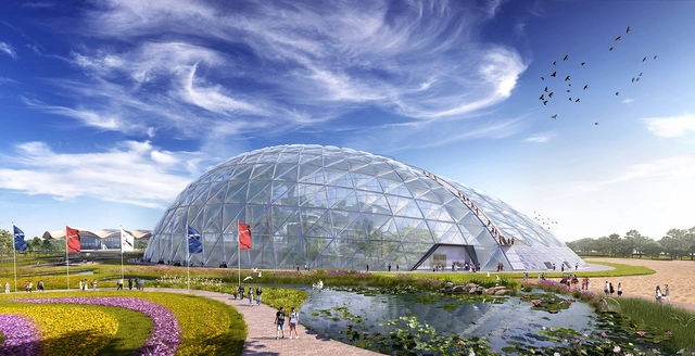 Grimshaw's Eden Project in Qingdao Takes Shape with Grand Biome Structure - Featured Image