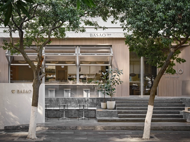 BASAO Tea Lounge / NORM Architects - Exterior Photography, Coffee Shop, Facade, Stairs, Column, Door