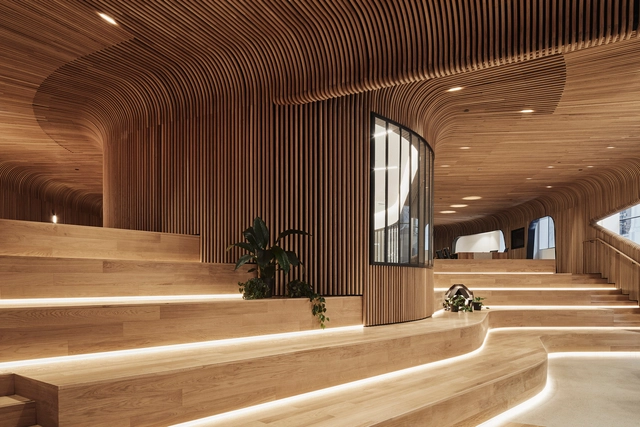 Estudio de diseño Sculptform / Woods Bagot - Fotografía interior, Interiores De Oficina, Baño, Escaleras, Fijación Vigas