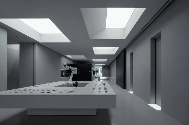 KClighting 全球旗舰展厅 / E Studio 壹所设计 - 室内图, 零售室内设计, 厨房, 表皮, 桌子
