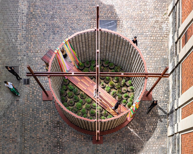 The Elephant Theater Pavilion / Bangkok Project Studio - Exterior Photography, Temporary Installations, Stairs, Facade, Handrail, Arch