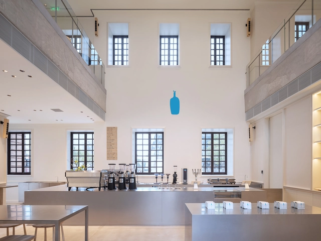 Blue Bottle Coffee Shanghai Cafe / Schemata Architects - Interior Photography, Coffee Shop Interiors, Kitchen, Door, Table, Chair