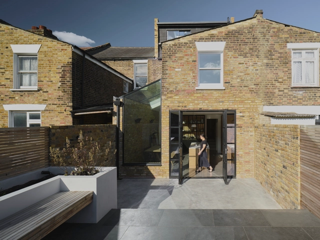 Light House / RISE Design Studio - Exterior Photography, Renovation, Courtyard, Facade, Door, Stairs, Handrail, Lighting