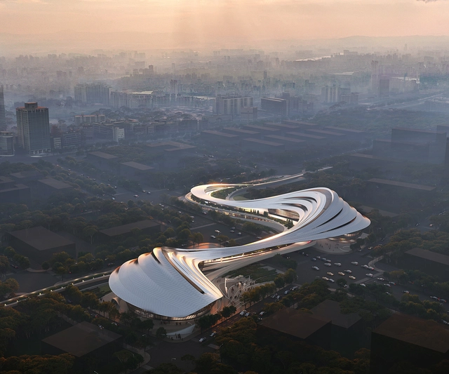 扎哈事务所赢‘西安文化新地标’，大地上的一抹白 - 主图