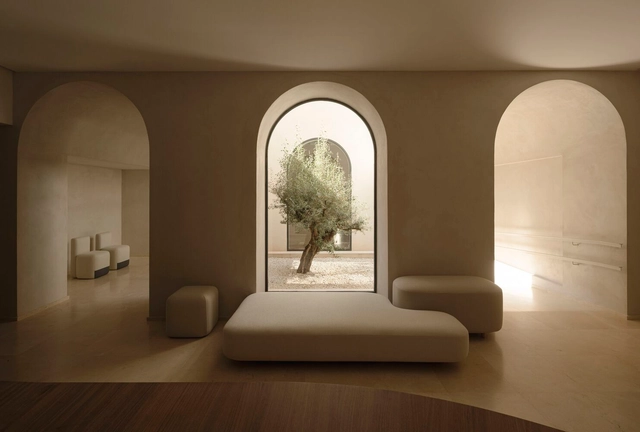 Clínica Alejandría / ERRE arquitectura - Fotografia de Interiores, Decoração , Dormitório, Arco, Pilar, Cama
