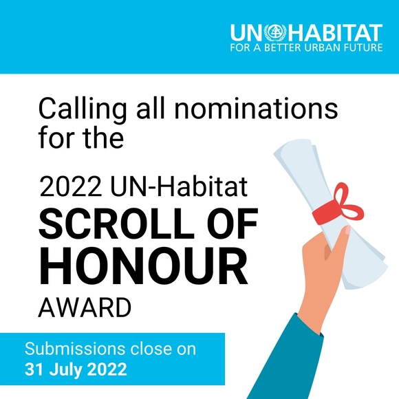 Call for Nominations:  2022 UN-Habitat Scroll of Honour Award - Featured Image