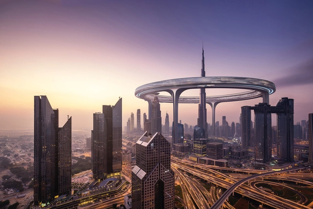 Una estructura en forma de anillo gigante propone rodear el Burj Khalifa de Dubai - Imagen Principal