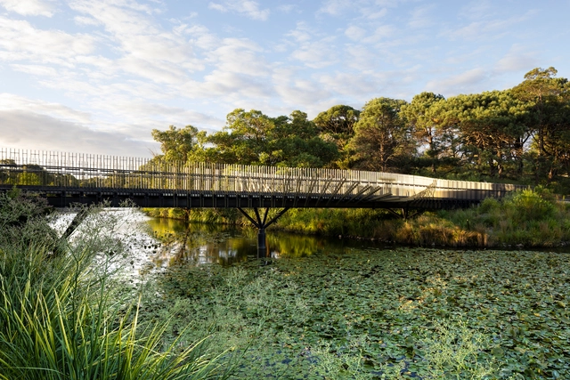 Puente Bara / Sam Crawford Architects - Fotografía exterior, Puente Peatonal, Jardín, Bosque