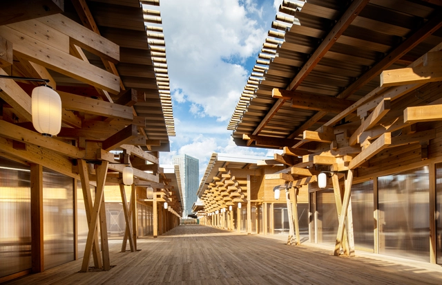 Praça na Vila dos Atletas / Nikken Sekkei - Fotografia de Interiores, Arquitetura Esportiva, Escada, Fachada, Viga, Arco