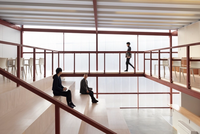 Odaka Pioneer Village / RFA - Interior Photography, Cowork Interiors, Kitchen, Handrail, Beam, Facade