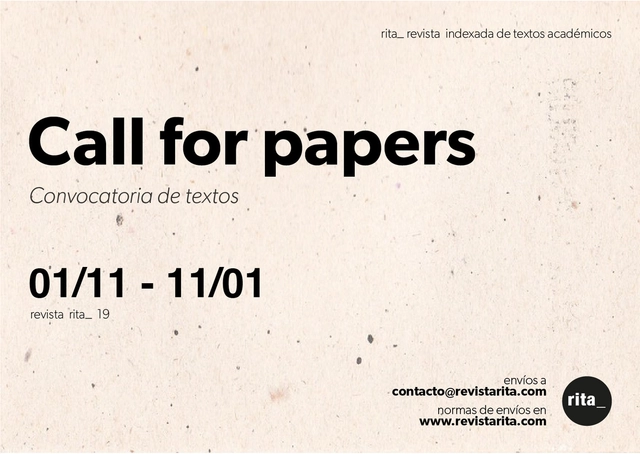 Revista rita_19: Convocatoria de textos académicos  - Imagen Principal