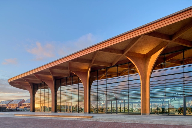SuperHub Meerstad Market  / De Zwarte Hond - Exterior Photography, Market, Facade, Beam, Arch, Column