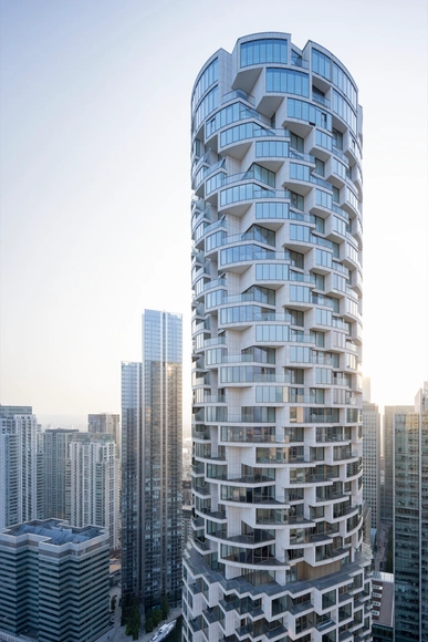 超高层公寓 One Park Drive，又方又圆 / 赫尔佐格 & 德梅隆 - 建筑图, 公寓, 表皮, 城市