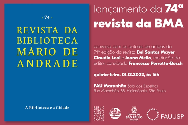 Lançamento da 74ª edição da Revista da Biblioteca Mário de Andrade na FAU Maranhão - Imagem de Destaque