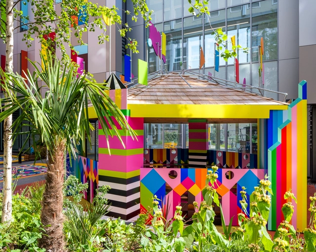 Joy Garden Courtyard / Morag Myerscough  - Exterior Photography, Community Center, Garden, Facade, Door