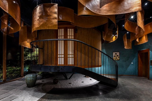 Akaari Premium Restaurant / NH Village Architects - Interior Photography, Restaurant, Beam, Facade, Handrail, Column