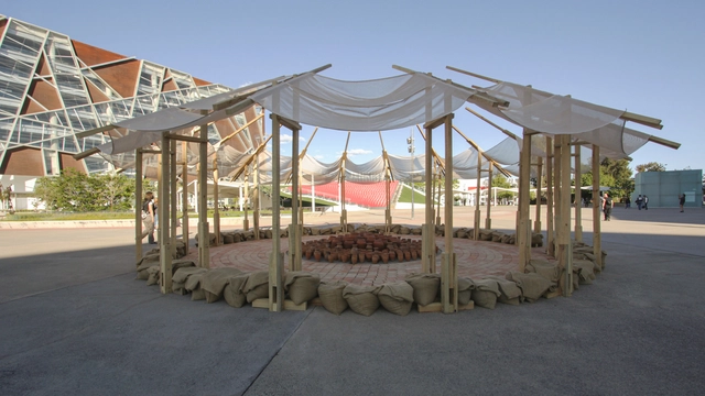 "Espacio tejido": el proyecto ganador del Concurso Pabellón TEMA 2022 se construye en Guadalajara - Imagen Principal